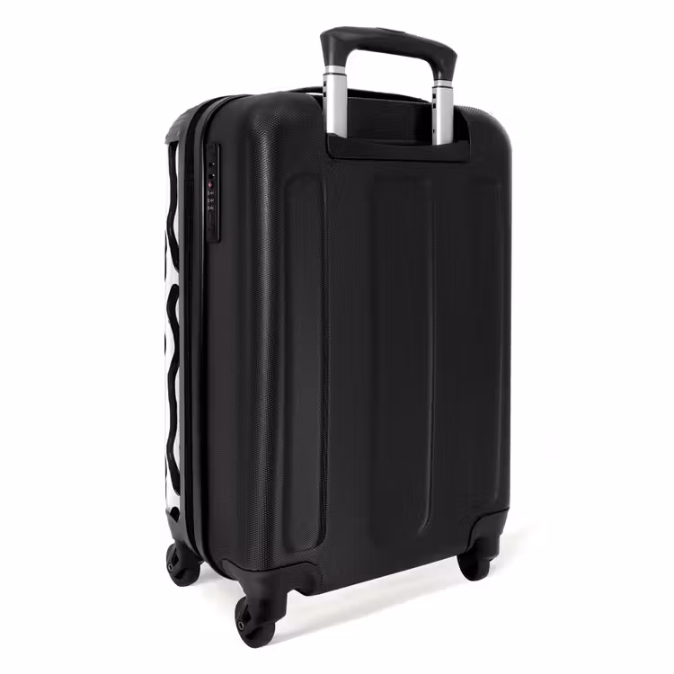 Modern - Lijnen - Zwart NBS - Handbagage koffer - Volwassenen Unisex middel -achterkant