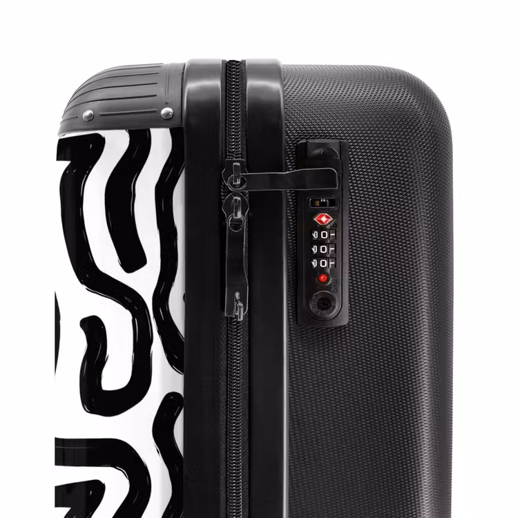 Modern - Lijnen - Zwart NBS - Handbagage koffer - Volwassenen Unisex middel -slot