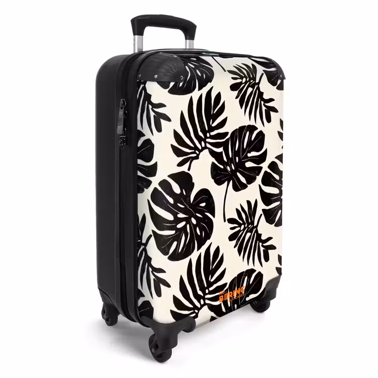 Modern - Monstera - Zwart NBS - Handbagage koffer - Volwassenen Unisex middel -productfoto_3d