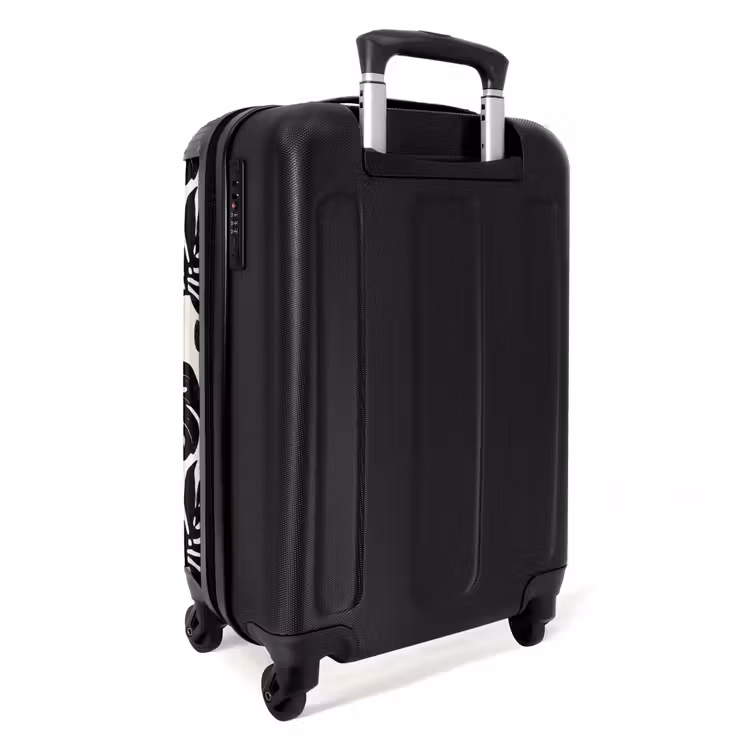 Modern - Monstera - Zwart NBS - Handbagage koffer - Volwassenen Unisex middel -achterkant