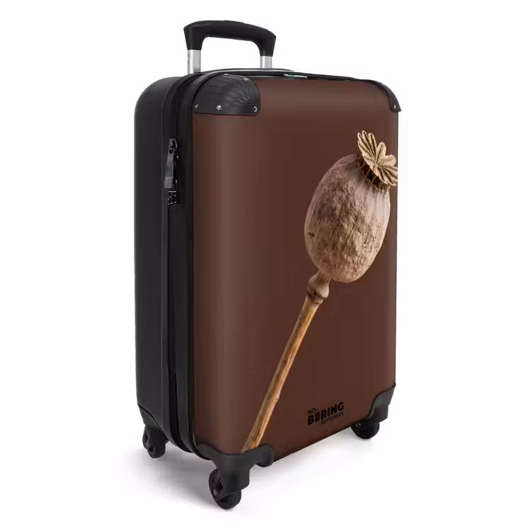 Koffer - Mohnblume – Trockenblume – Braun – Minimalistisch - Papaverbol - Droogbloem - Bruin - Minimalistisch NBS - Handbagage koffer - Volwassenen Unisex middel