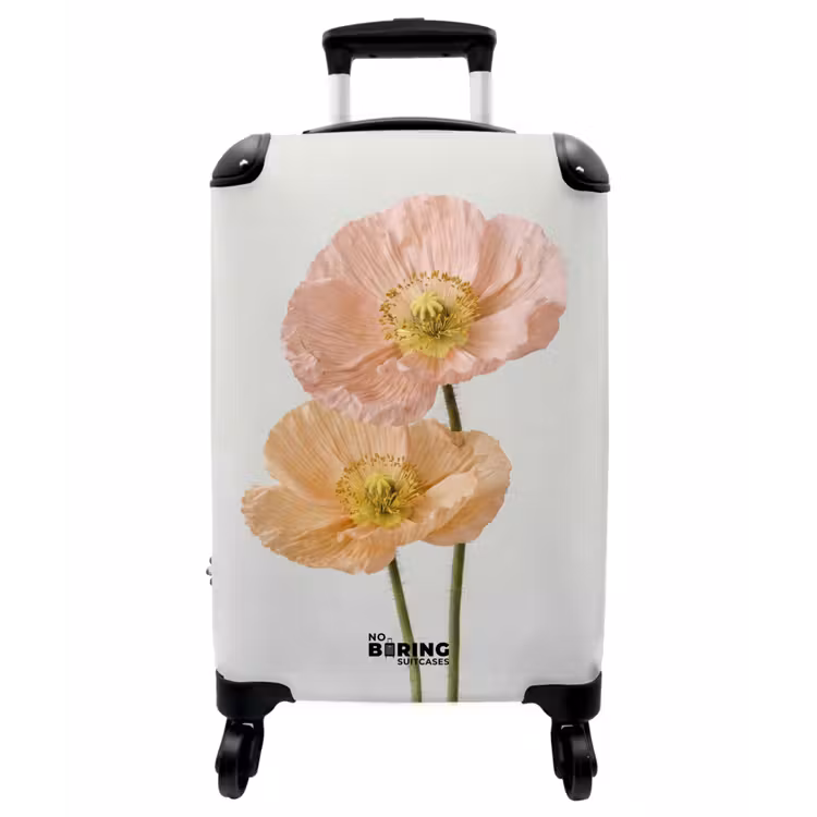 Koffer - Mohnblumen – Botanisch – Rosa - Papavers - Botanisch - Roze NBS - Handbagage koffer - Vrouwen middel