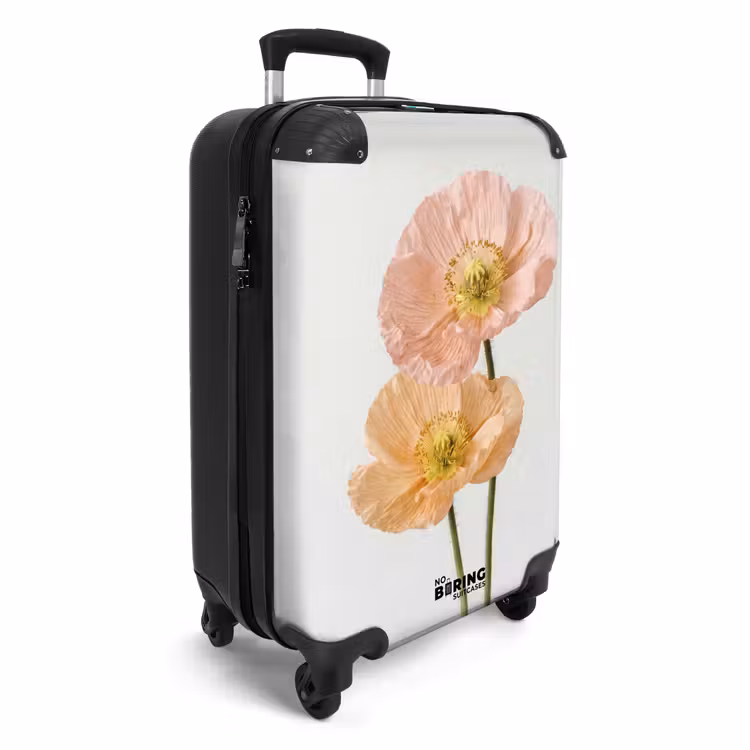 Koffer - Mohnblumen – Botanisch – Rosa - Papavers - Botanisch - Roze NBS - Handbagage koffer - Vrouwen middel