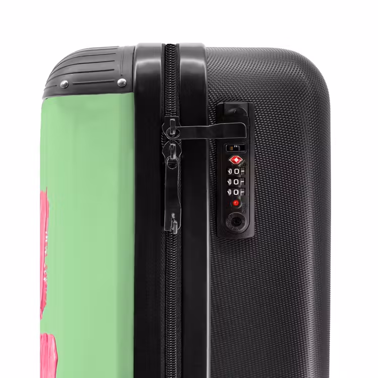 Mon cheri - Groen - Roze NBS - Handbagage koffer - Volwassenen Unisex middel -slot