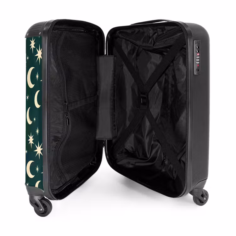 Koffer - Monde – Sterne – Grün - Manen - Sterren - Groen NBS - Handbagage koffer - Vrouwen middel