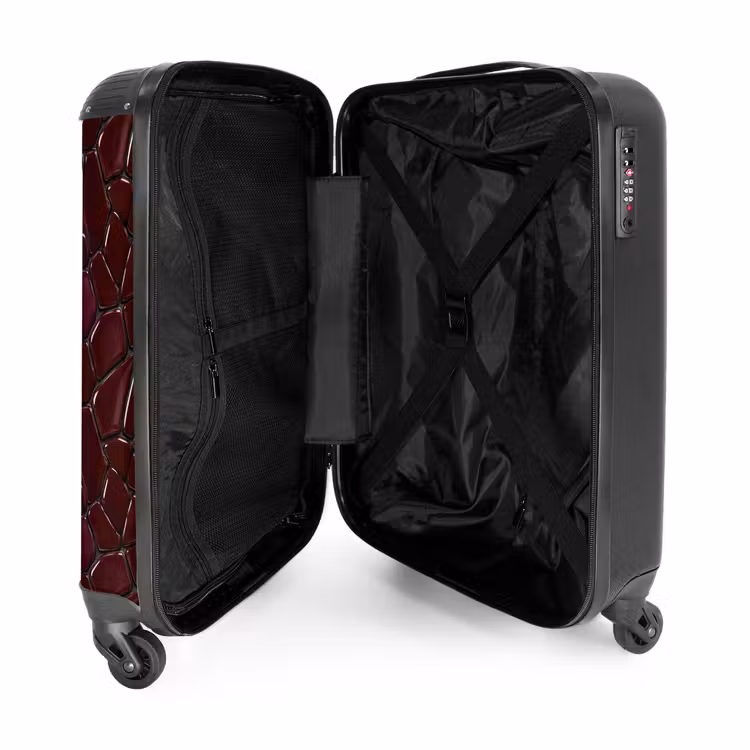 Mozaïek - Tegel - Bordeauxrood NBS - Handbagage koffer - Volwassenen Unisex middel -binnenkant