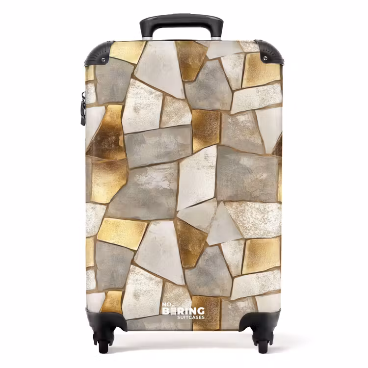 Mozaïek - Marmer - Goud NBS - Handbagage koffer - Volwassenen Unisex middel -productfoto_recht