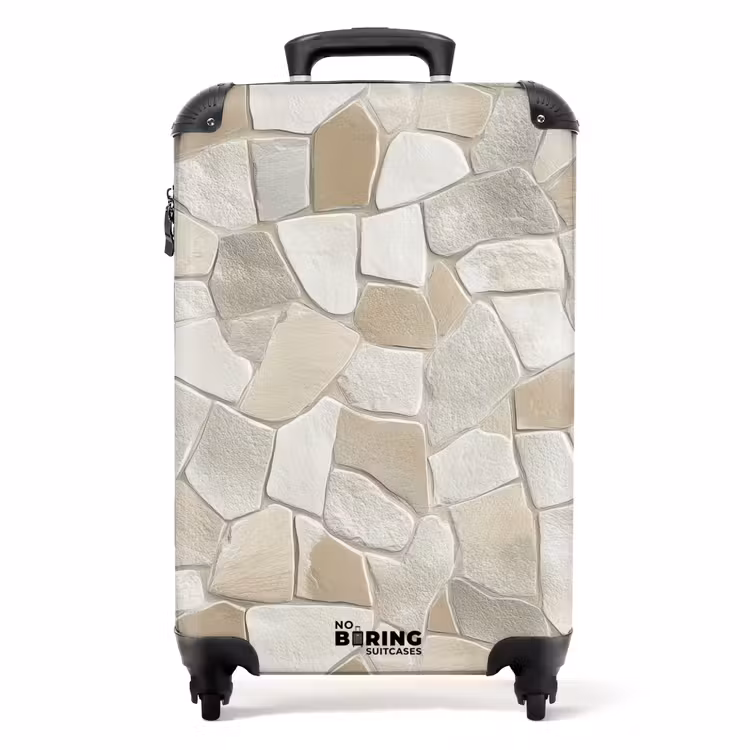 Mozaïek - Stenen - Beige NBS - Handbagage koffer - Volwassenen Unisex middel -productfoto_recht