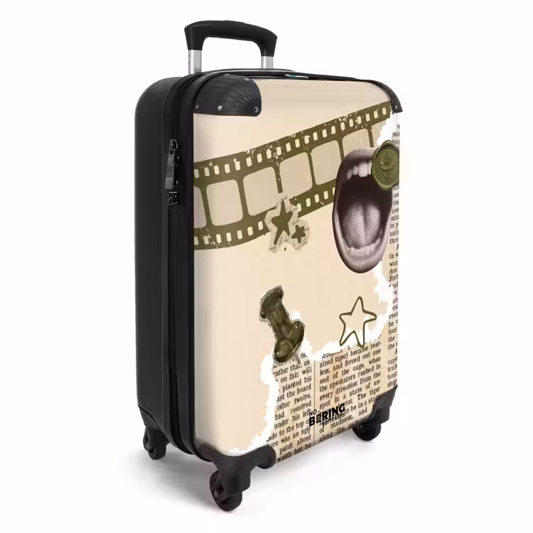 Koffer - Mund – Grün – Zeitung - Mond - Groen - Krant NBS - Handbagage koffer - Vrouwen middel