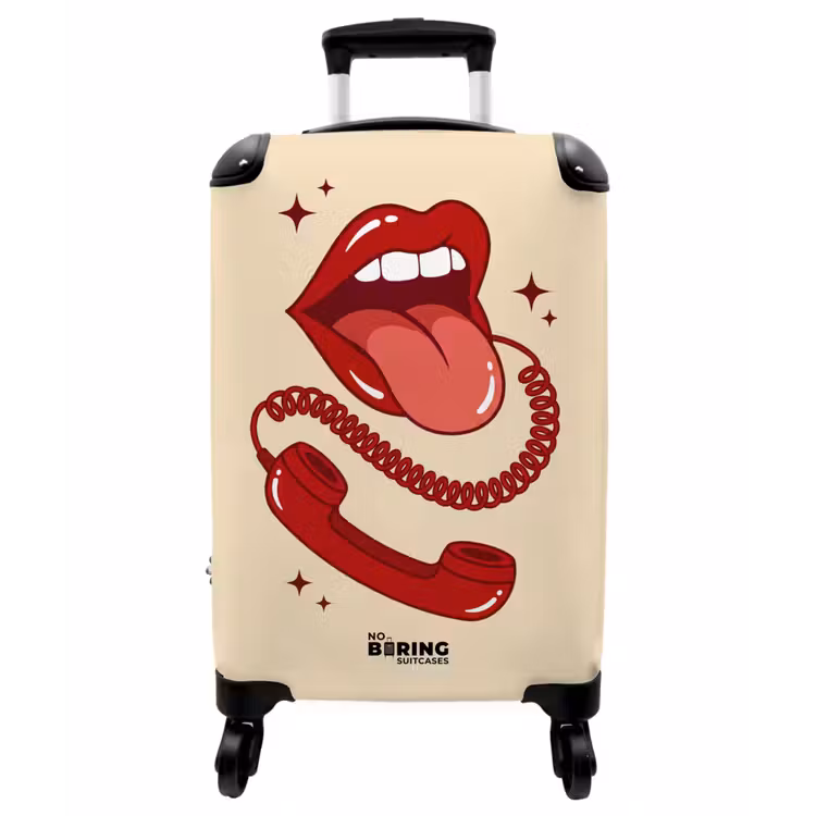 Koffer - Mund – Telefon – Pop-Art – Rot – Illustration - Mond - Telefoon - Popart - Rood - Illustratie NBS - Handbagage koffer - Vrouwen middel