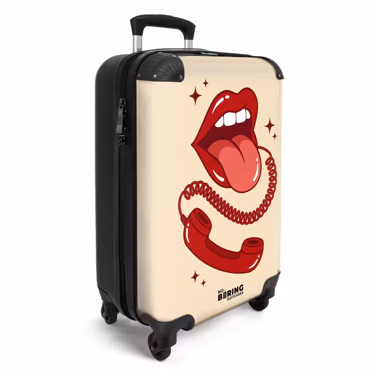 Koffer - Mund – Telefon – Pop-Art – Rot – Illustration - Mond - Telefoon - Popart - Rood - Illustratie NBS - Handbagage koffer - Vrouwen middel