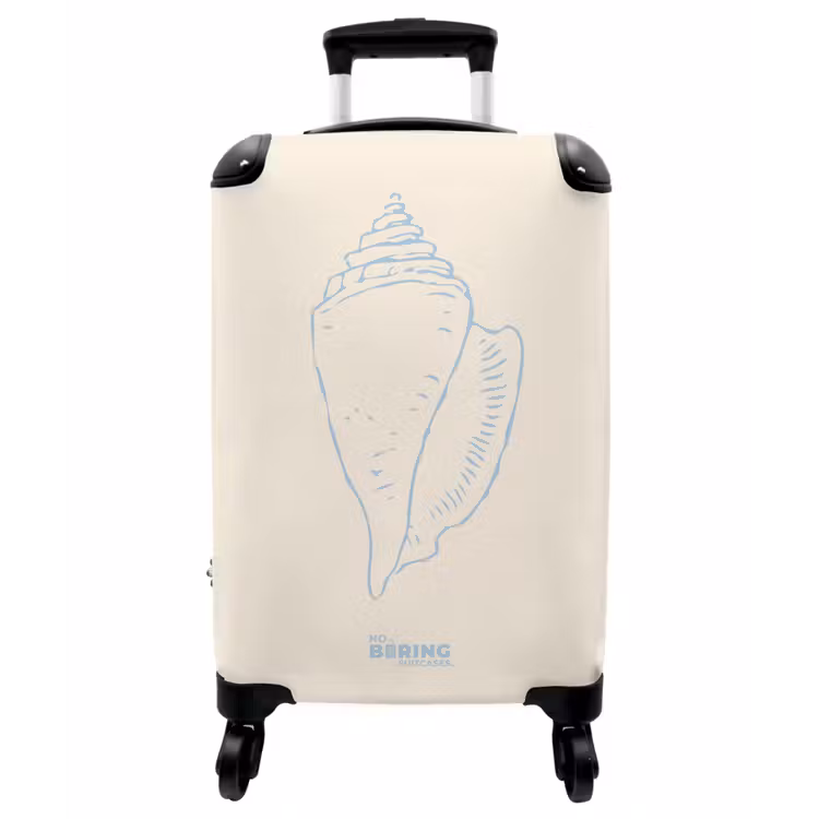 Koffer - Muschel – Blau – Weiß - Zeeschelp - Blauw - Wit NBS - Handbagage koffer - Vrouwen middel