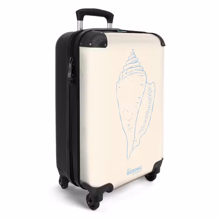 Koffer - Muschel – Blau – Weiß - Zeeschelp - Blauw - Wit NBS - Handbagage koffer - Vrouwen middel