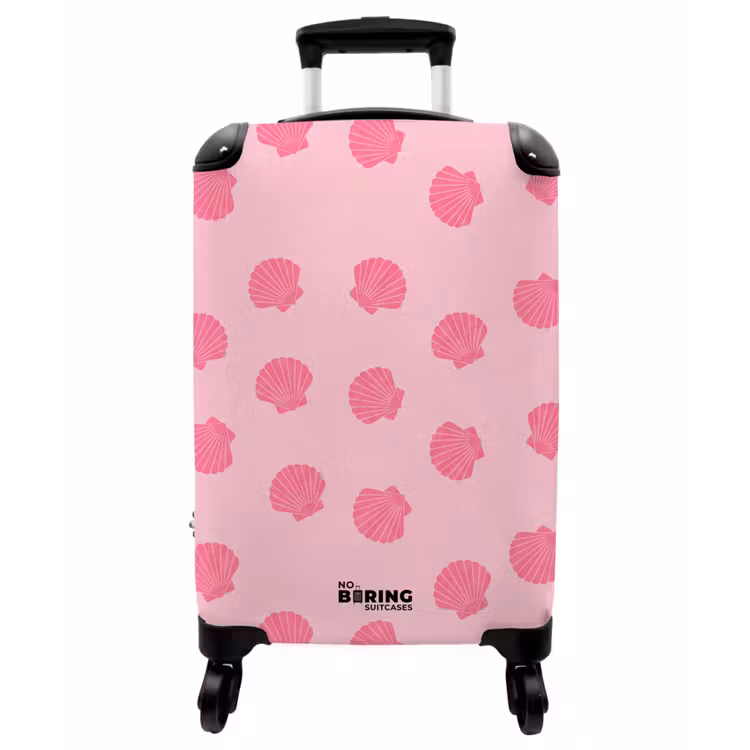 Koffer - Muschel – Muster – Meer – Modern – Rosa - Schelp - Patroon - Zee - Modern - Roze NBS - Handbagage koffer - Vrouwen middel