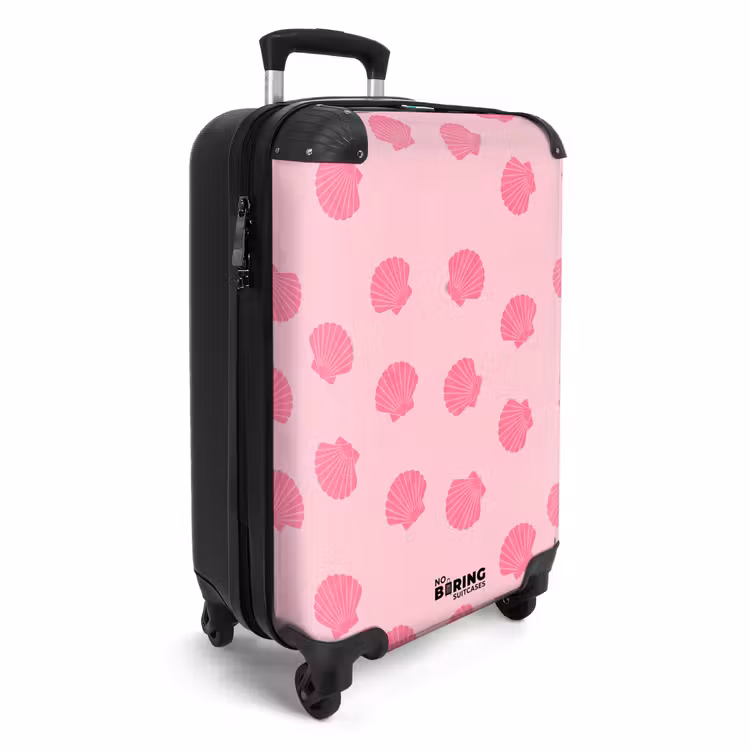 Koffer - Muschel – Muster – Meer – Modern – Rosa - Schelp - Patroon - Zee - Modern - Roze NBS - Handbagage koffer - Vrouwen middel