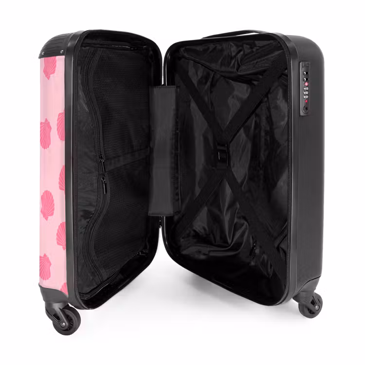 Koffer - Muschel – Muster – Meer – Modern – Rosa - Schelp - Patroon - Zee - Modern - Roze NBS - Handbagage koffer - Vrouwen middel