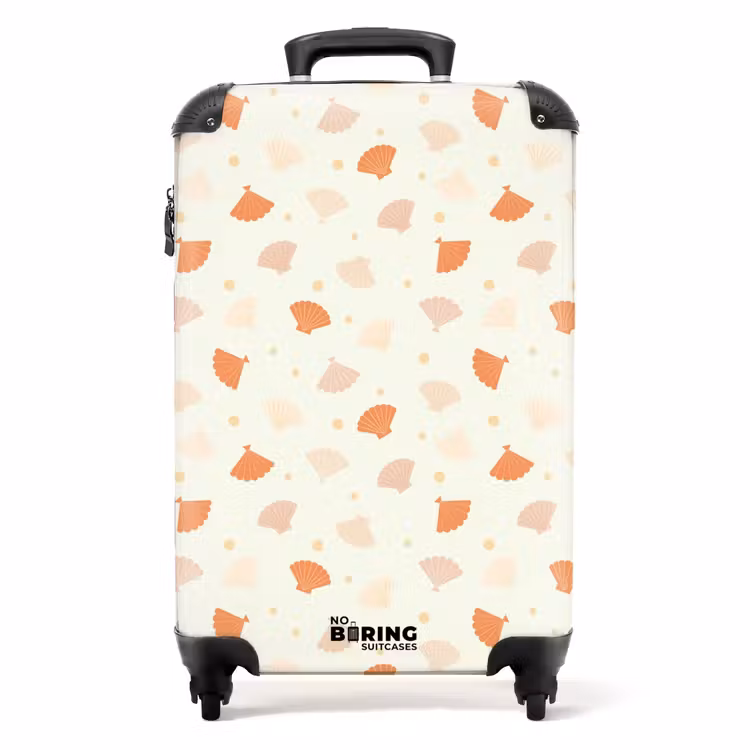 Schelpen patroon oranje NBS - Handbagage koffer - Kinderen Unisex middel -productfoto_recht