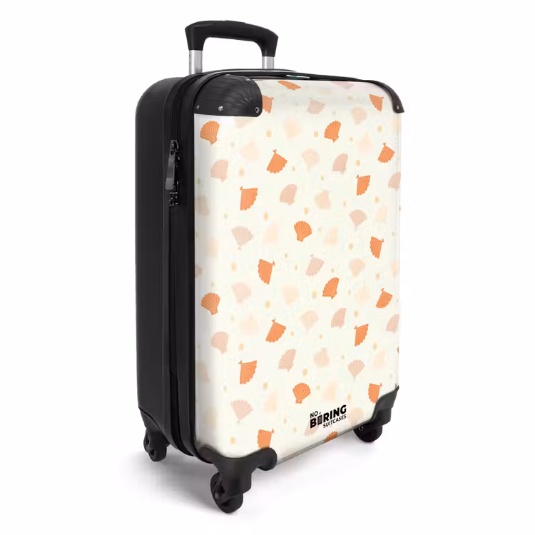 Schelpen patroon oranje NBS - Handbagage koffer - Kinderen Unisex middel -productfoto_3d