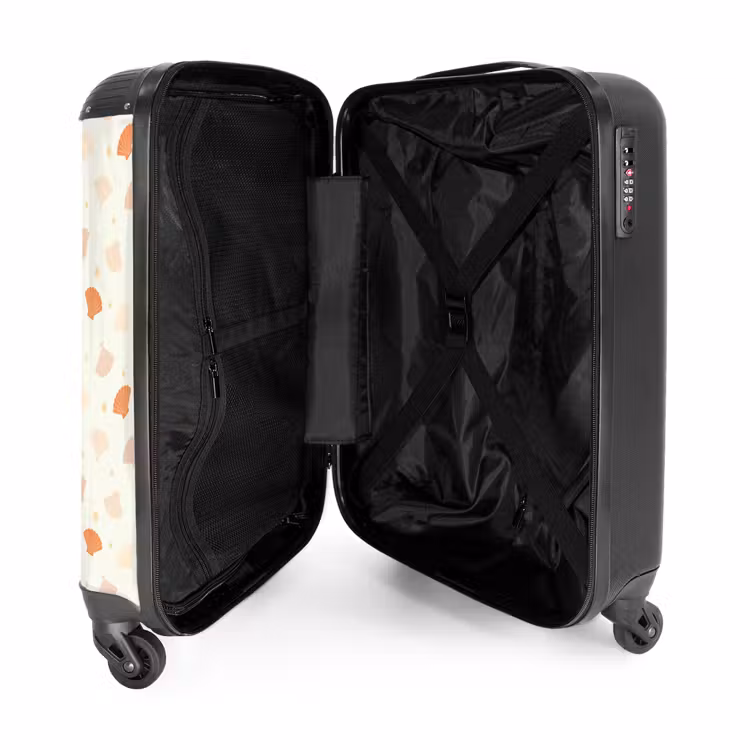 Schelpen patroon oranje NBS - Handbagage koffer - Kinderen Unisex middel -binnenkant