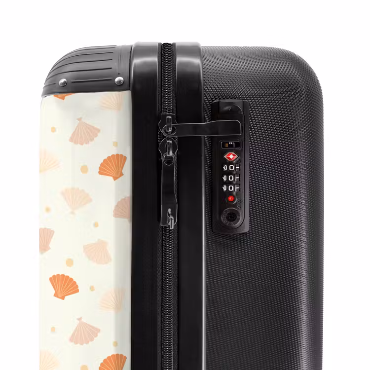 Schelpen patroon oranje NBS - Handbagage koffer - Kinderen Unisex middel -slot