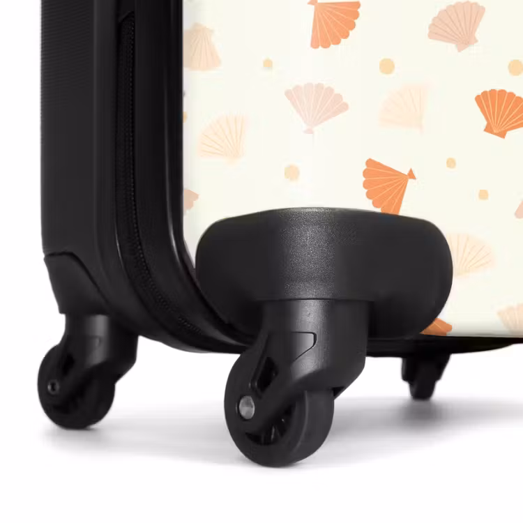 Schelpen patroon oranje NBS - Handbagage koffer - Kinderen Unisex middel -wiel