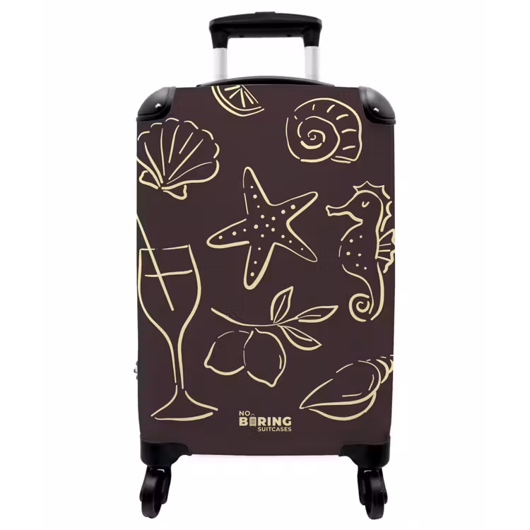 Koffer - Muscheln – Braun – Gelb - Schelpen - Bruin - Geel NBS - Handbagage koffer - Vrouwen middel