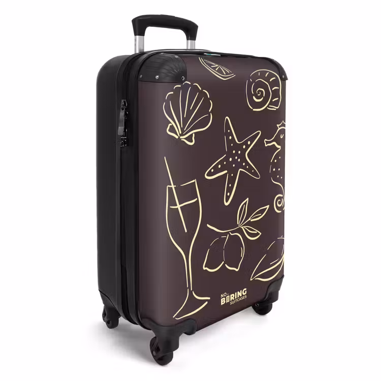 Koffer - Muscheln – Braun – Gelb - Schelpen - Bruin - Geel NBS - Handbagage koffer - Vrouwen middel
