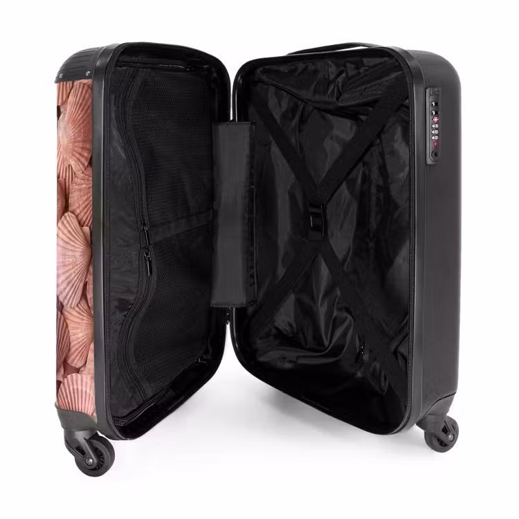 Schelpen - Patroon - Roze NBS - Handbagage koffer - Volwassenen Unisex middel -binnenkant
