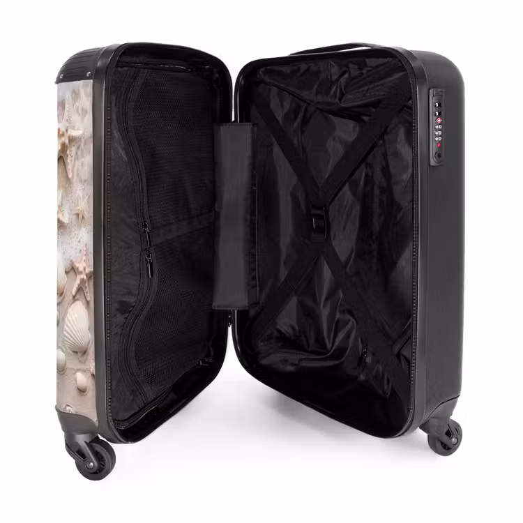 Schelpen - Zeesterren - Strand NBS - Handbagage koffer - Volwassenen Unisex middel -binnenkant