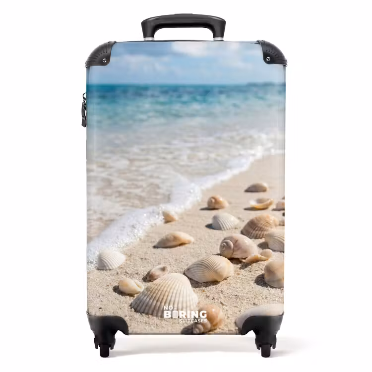 Koffer - Muscheln – Strand – Natur – Beige - Schelpen - Strand - Natuur - Beige NBS - Handbagage koffer - Volwassenen Unisex middel