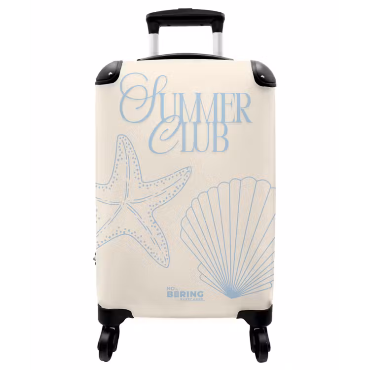 Koffer - Muscheln – Weiß – Blau - Schelpen - Wit - Blauw NBS - Handbagage koffer - Vrouwen middel
