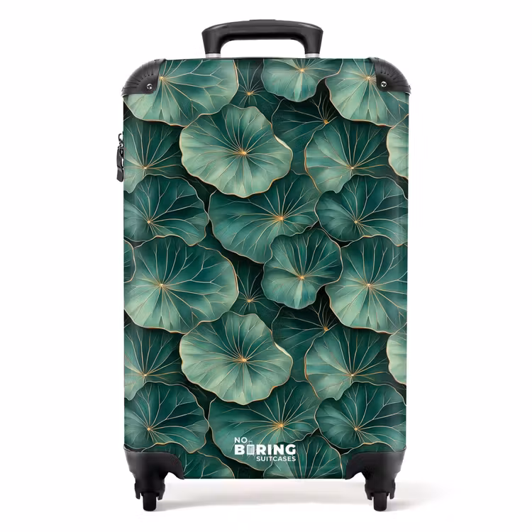 Koffer - Muster - Blätter - Grün - Patroon - Bladeren - Groen NBS - Handbagage koffer - Volwassenen Unisex middel
