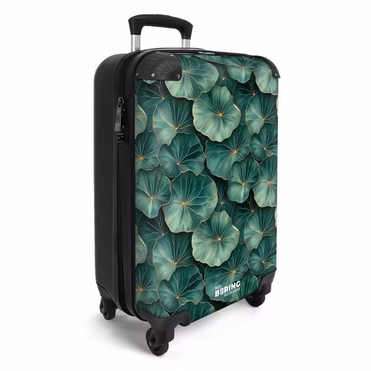 Koffer - Muster - Blätter - Grün - Patroon - Bladeren - Groen NBS - Handbagage koffer - Volwassenen Unisex middel