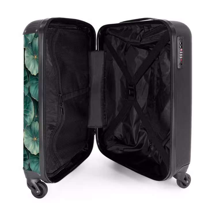 Koffer - Muster - Blätter - Grün - Patroon - Bladeren - Groen NBS - Handbagage koffer - Volwassenen Unisex middel