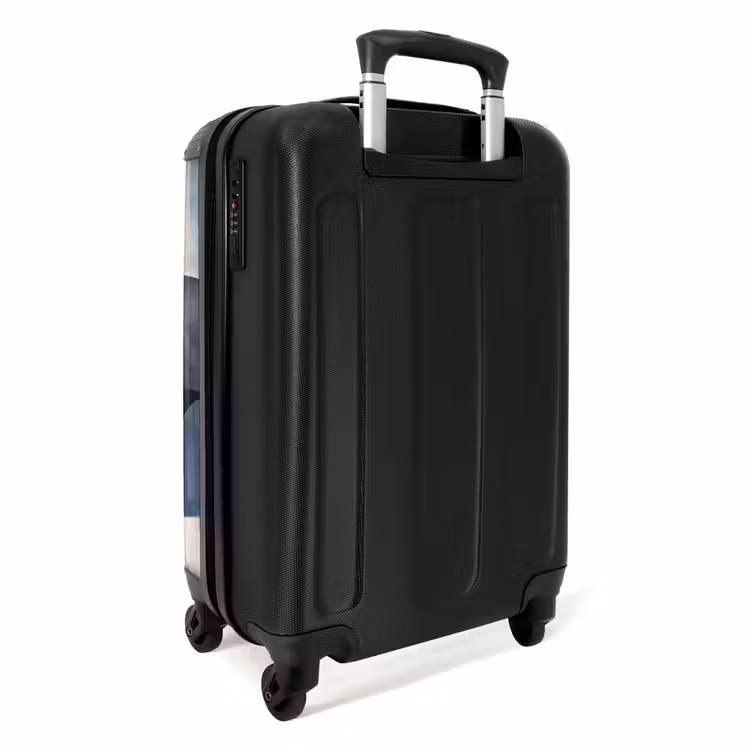 Patroon - Blauw - Vierkanten NBS - Handbagage koffer - Volwassenen Unisex middel -achterkant