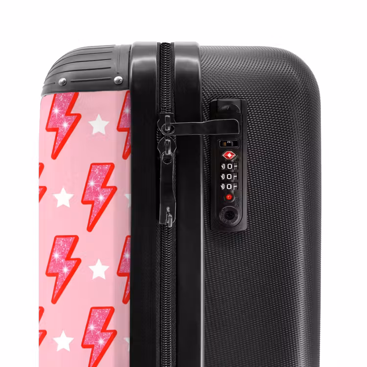 Koffer - Muster – Blitz – Stern – Glitzer – Rosa - Patroon - Bliksem - Ster - Glitter - Roze NBS - Handbagage koffer - Vrouwen middel