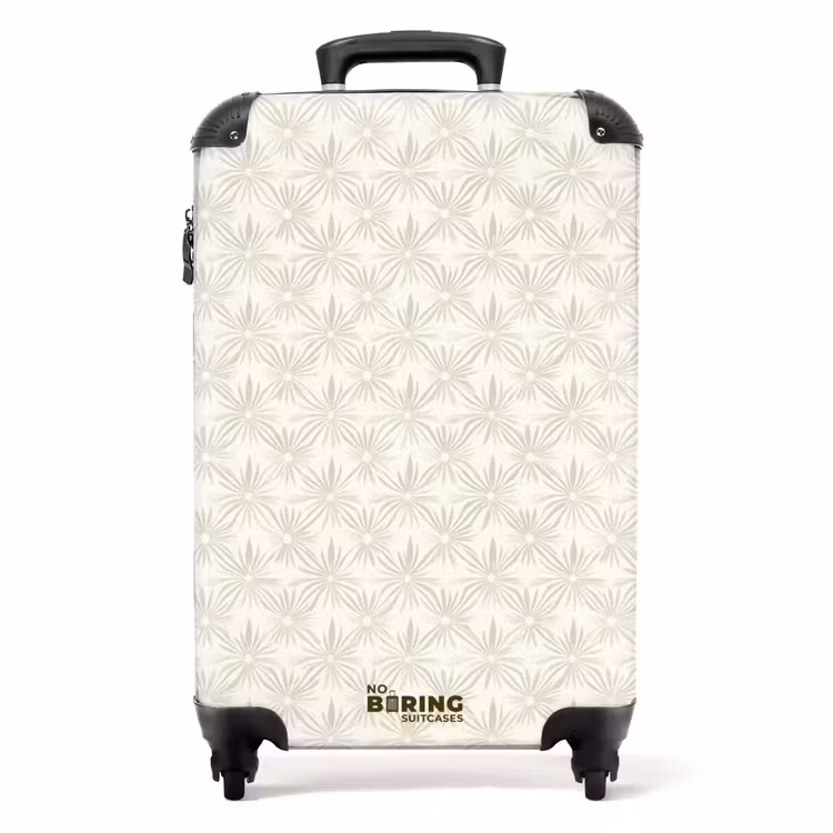 Patroon - Bloemen - Beige NBS - Handbagage koffer - Volwassenen Unisex middel -productfoto_recht