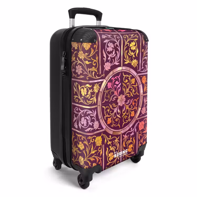 Koffer - Muster – Blumenmuster – Orientalisch – Lila – Gold - Patroon - Floraal - Oosters - Paars - Goud NBS - Handbagage koffer - Vrouwen middel