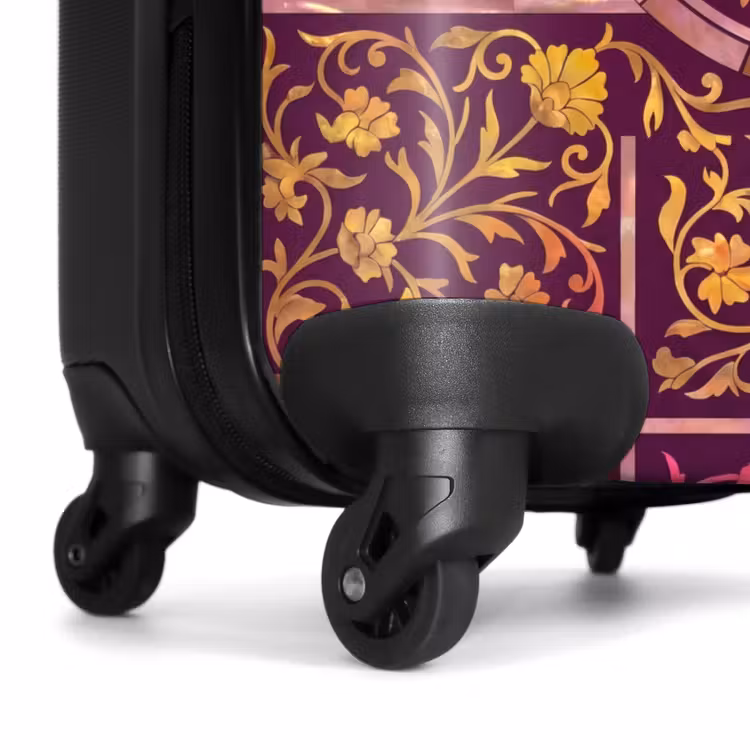 Koffer - Muster – Blumenmuster – Orientalisch – Lila – Gold - Patroon - Floraal - Oosters - Paars - Goud NBS - Handbagage koffer - Vrouwen middel