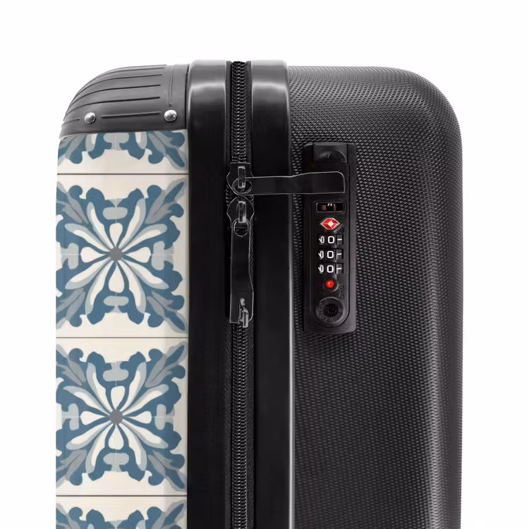 Dessin - Tegel - Blauw NBS - Handbagage koffer - Volwassenen Unisex middel -slot