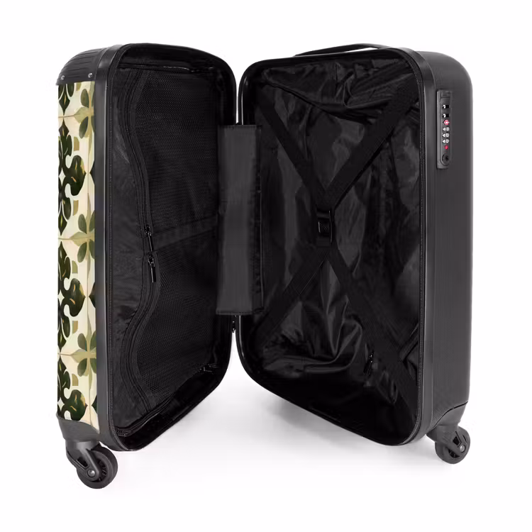Patroon - Tegel - Groen NBS - Handbagage koffer - Volwassenen Unisex middel -binnenkant