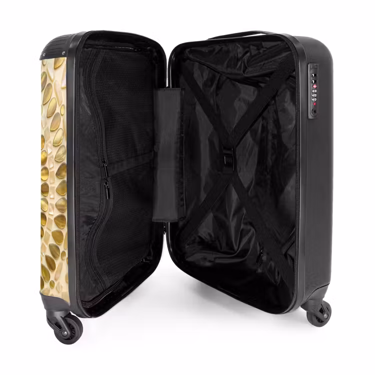 Koffer - Muster – Formen – Mosaik – Abstrakt – Gold - Patroon - Vormen - Mozaïek - Abstract - Goud NBS - Handbagage koffer - Vrouwen middel