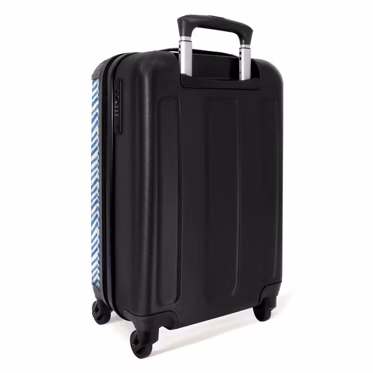 Patroon - Streep - Blauw NBS - Handbagage koffer - Volwassenen Unisex middel -achterkant
