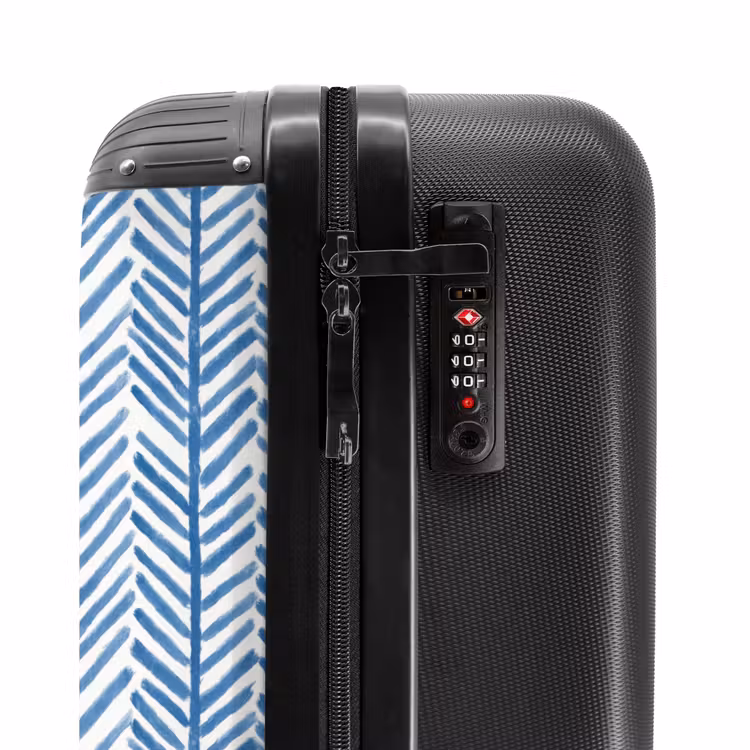 Patroon - Streep - Blauw NBS - Handbagage koffer - Volwassenen Unisex middel -slot