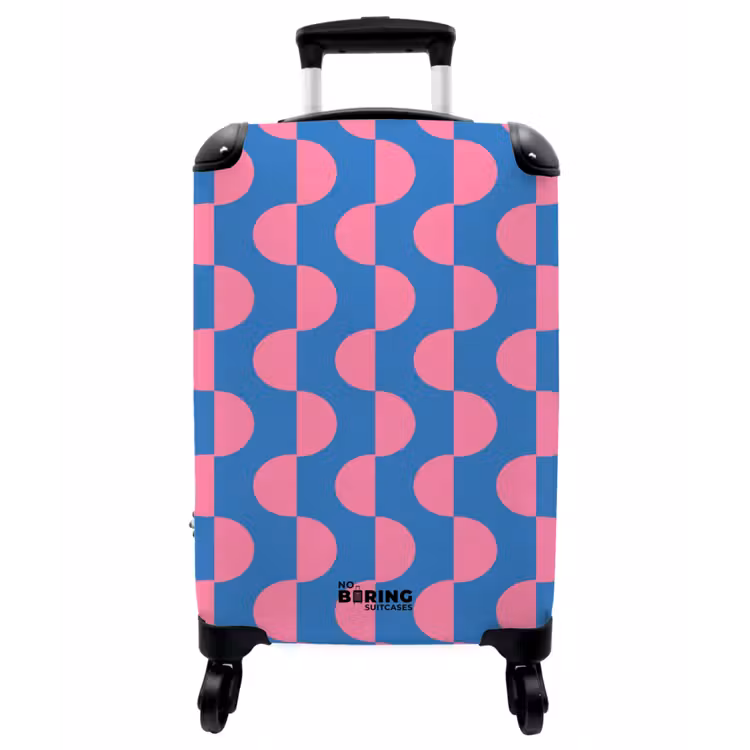 Koffer - Muster – Halbkreise – Abstrakt – Modern – Rosa – Blau - Patroon - Halve cirkels - Abstract - Modern - Roze - Blauw NBS - Handbagage koffer - Vrouwen middel