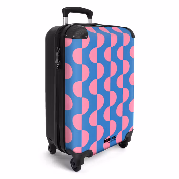 Koffer - Muster – Halbkreise – Abstrakt – Modern – Rosa – Blau - Patroon - Halve cirkels - Abstract - Modern - Roze - Blauw NBS - Handbagage koffer - Vrouwen middel