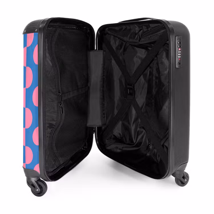 Koffer - Muster – Halbkreise – Abstrakt – Modern – Rosa – Blau - Patroon - Halve cirkels - Abstract - Modern - Roze - Blauw NBS - Handbagage koffer - Vrouwen middel