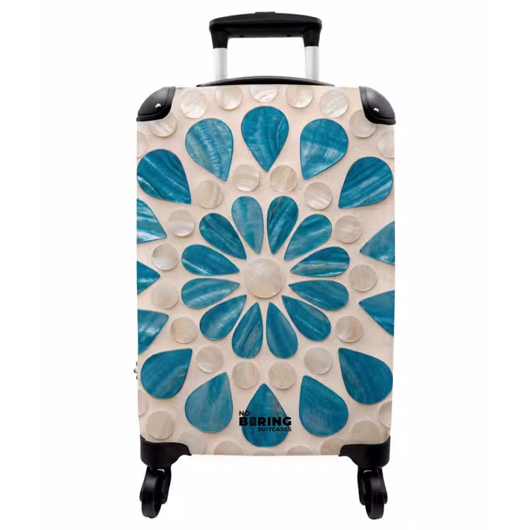 Koffer - Muster – Mosaik – Muscheln – Abstrakt – Türkis - Patroon - Mozaïek - Schelpen - Abstract - Turquoise NBS - Handbagage koffer - Vrouwen middel