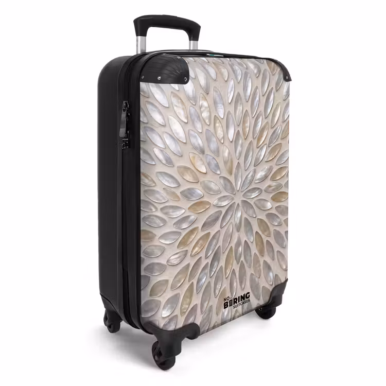 Koffer - Muster – Oval – Glänzend – Abstrakt – Beige - Patroon - Ovaal - Glanzend - Abstract - Beige NBS - Handbagage koffer - Vrouwen middel