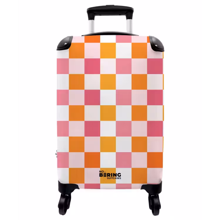 Koffer - Muster – Quadrat – Rosa - Patroon - Vierkant - Roze NBS - Handbagage koffer - Vrouwen middel